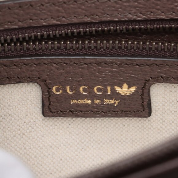 Gucci x Adidas Bamboo Diana Canvas & Leather 2 Way Handbag Beige×Brown 678842 - Picture 15 of 16